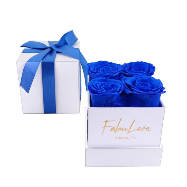 WhiteboxDarkbluerose.jpg Eternal Rose Present Bouquet