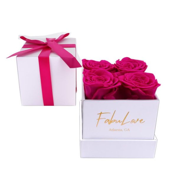 Whiteboxhotpink.jpg Eternal Rose Present Bouquet