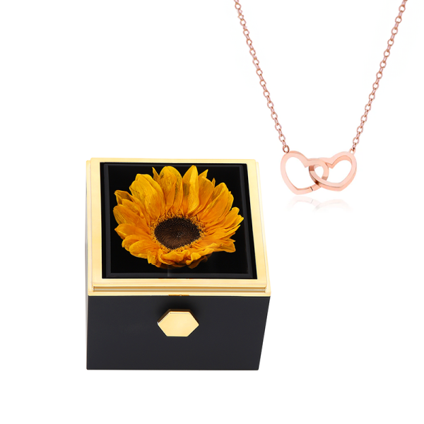 sunflowerblack_rosegold.png Eternal Sunflower Box - W/ Engraved Necklace